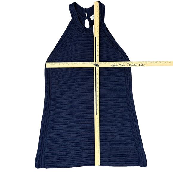 Gap Navy Blue Crochet Mini Halter Button Back Trapeze Dress size XL NEW Tags - Picture 3 of 10